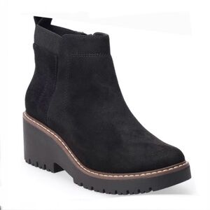 SONOMA Goods For Life Wedge Gore Ankle Boots Black Lug sole